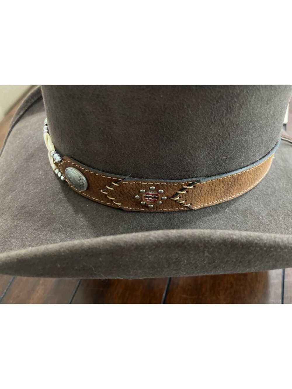 Bullhide Get Along Wool Felt Cowboy Hat Size M Western Beaded Band - Picture 7 of 13